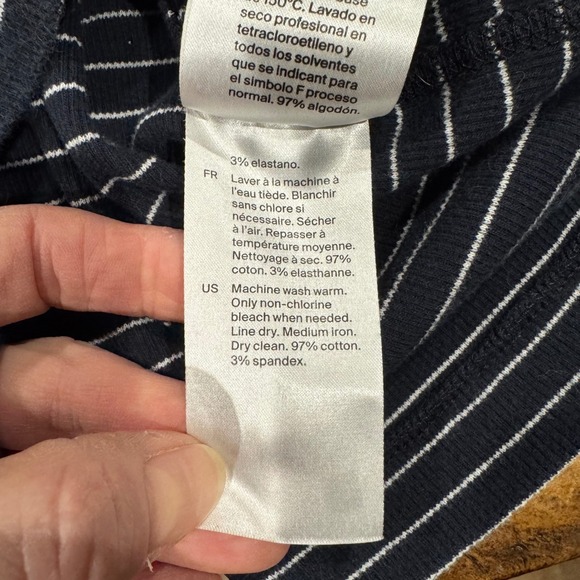 COS Women Navy White Stripe Ribbed Tank Top Sleeveless Casual Size Medium - Picture 5 of 5